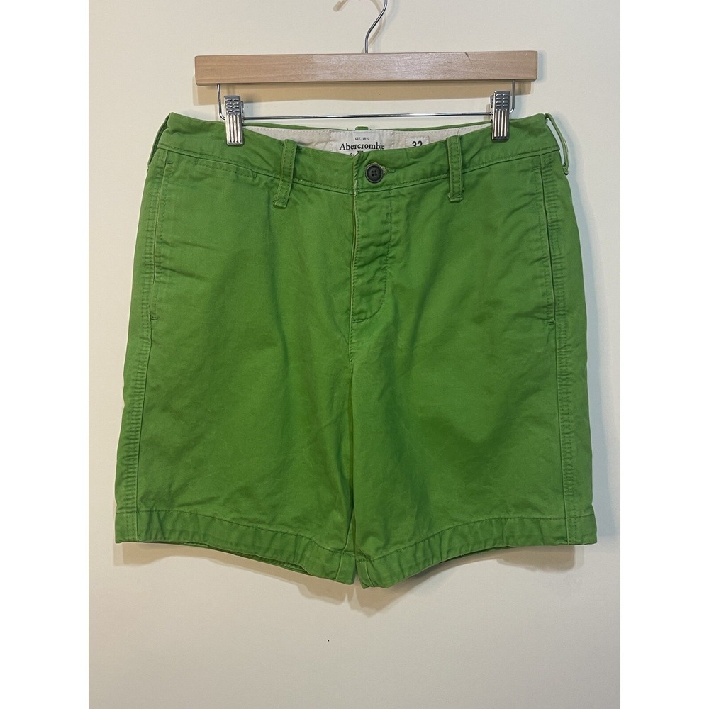 Abercrombie & Fitch 32 Heavy Cotton Bermuda Shorts Mens Kelly Green Button Fly
